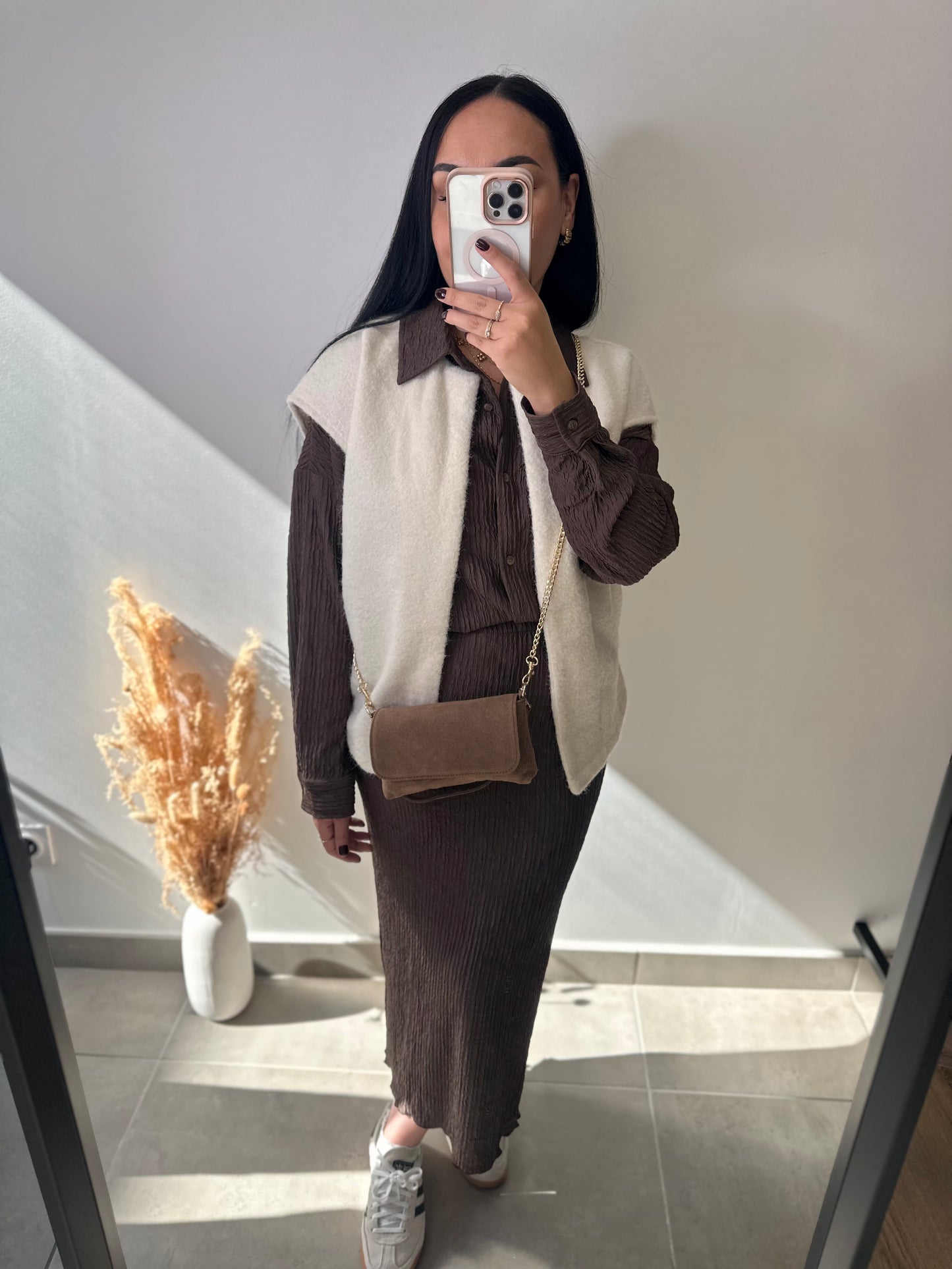 Chemisier texturé marron - BIANCA