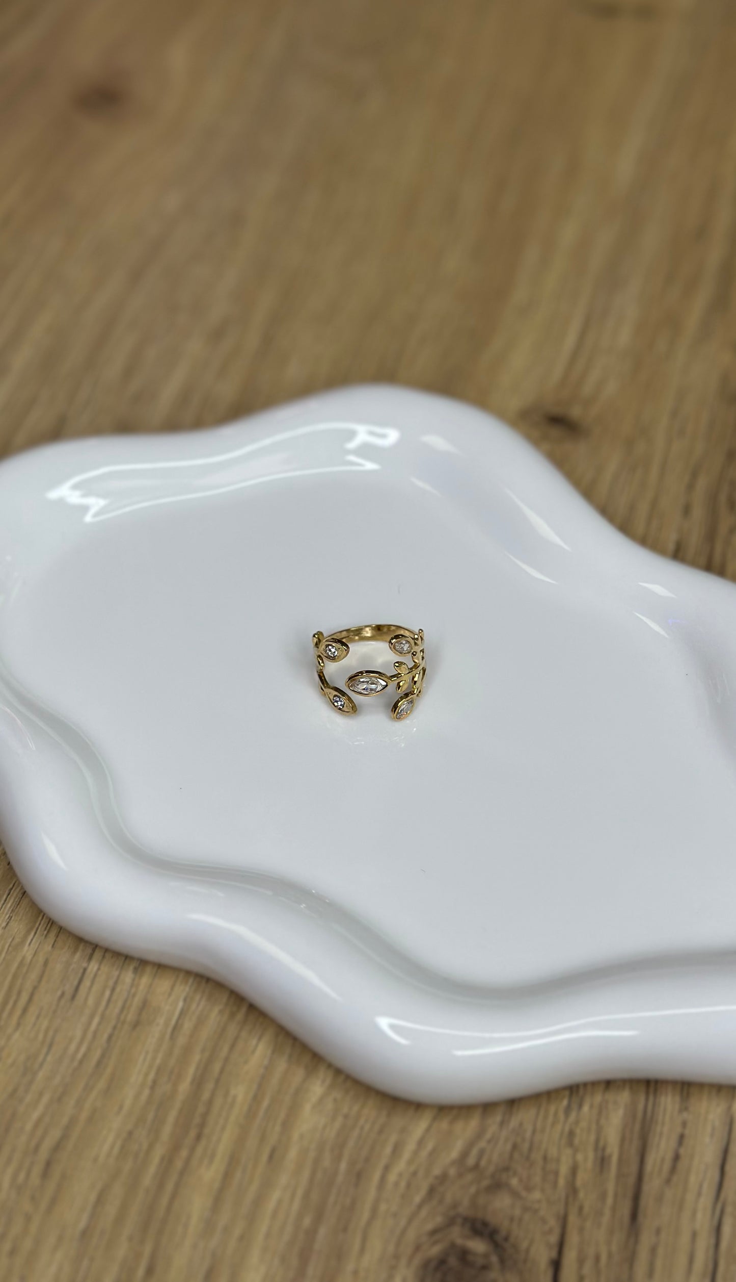 Bague à feuilles en strass - LILI