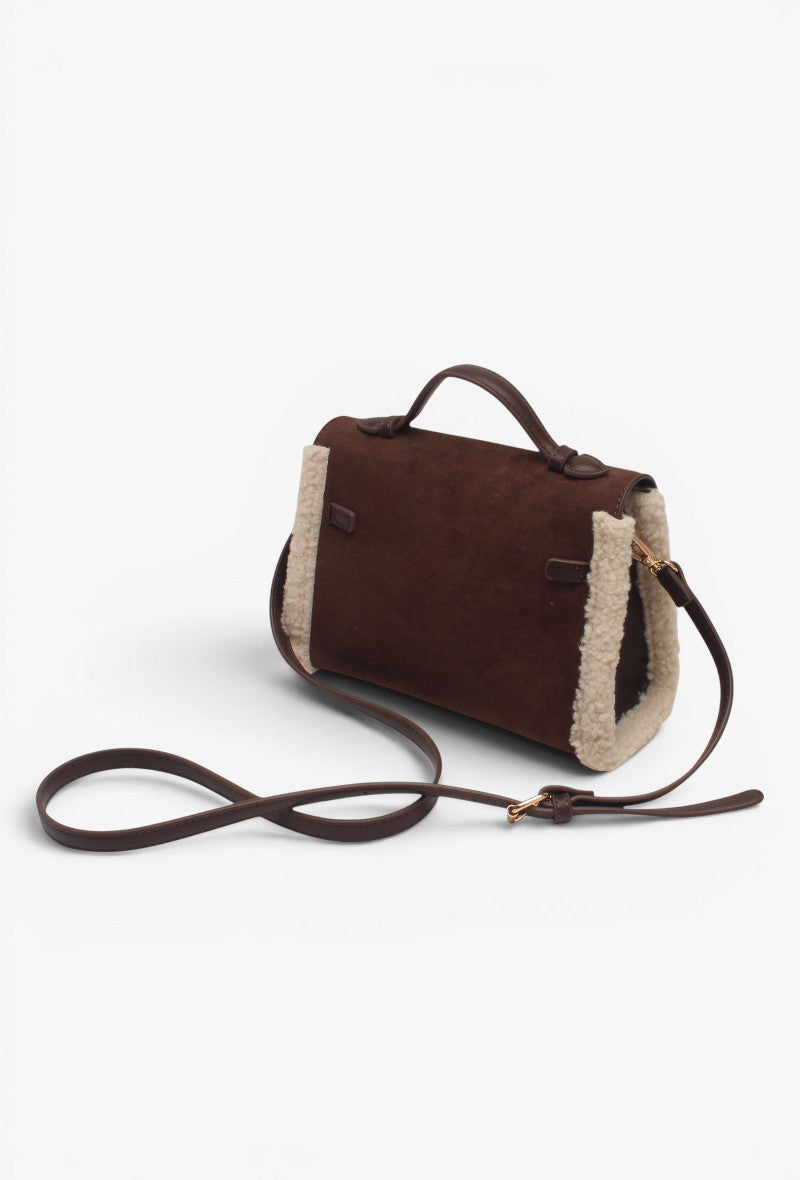 Sac suédine détails Teddy format petit chocolat