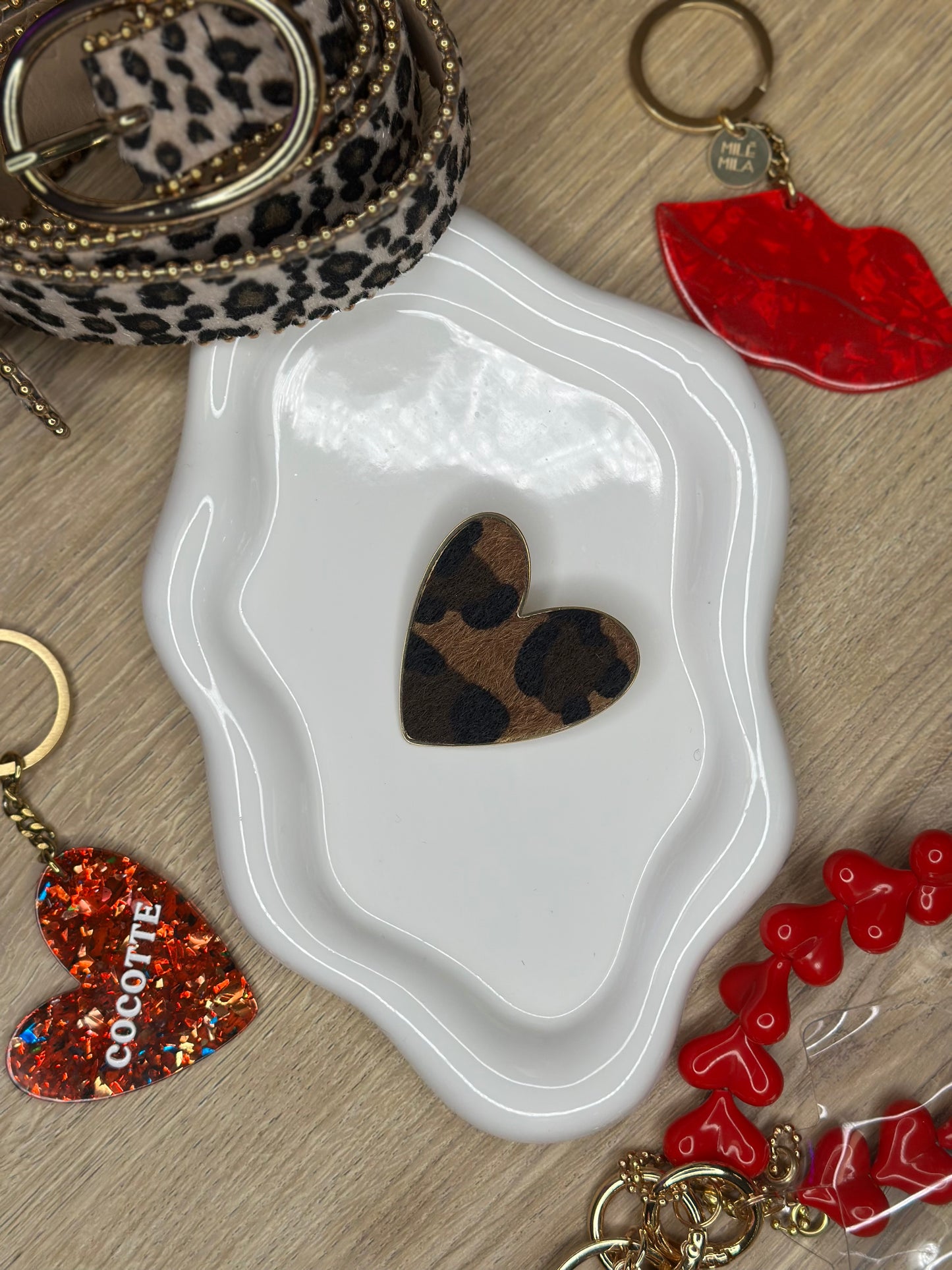 Broche forme cœur - LÉOPARD