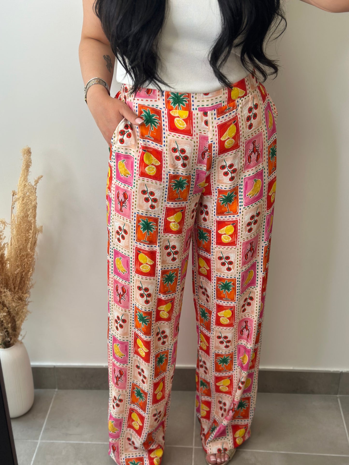 Pantalon à motifs en viscose