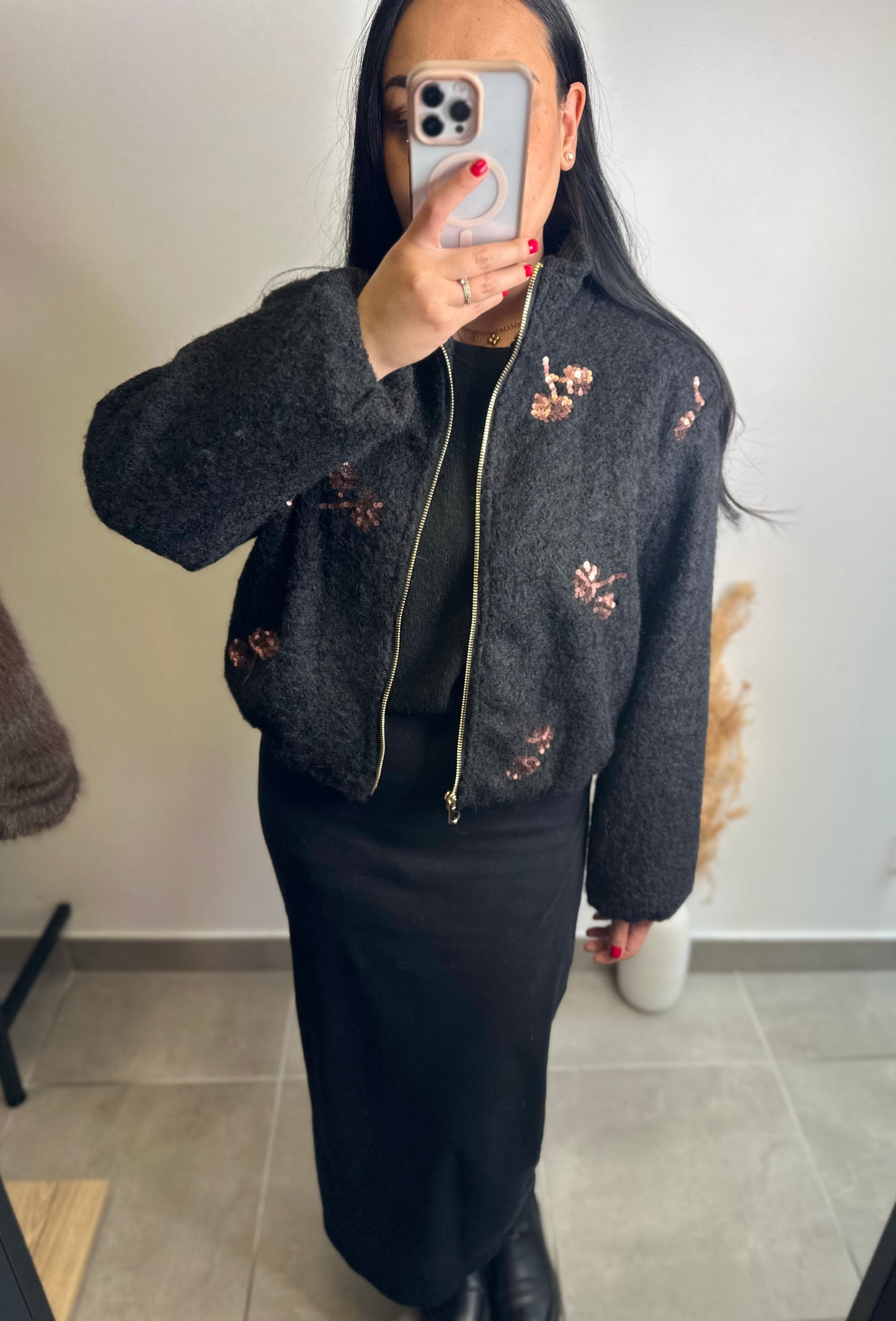 Veste bomber en laine à sequins - ELSA