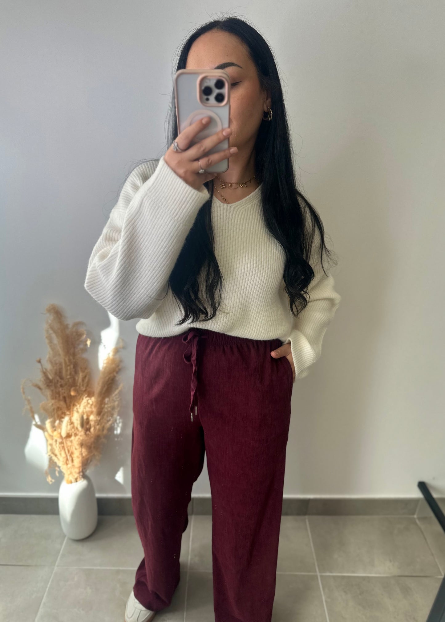 Pantalon décontracté bordeaux - AGATHE