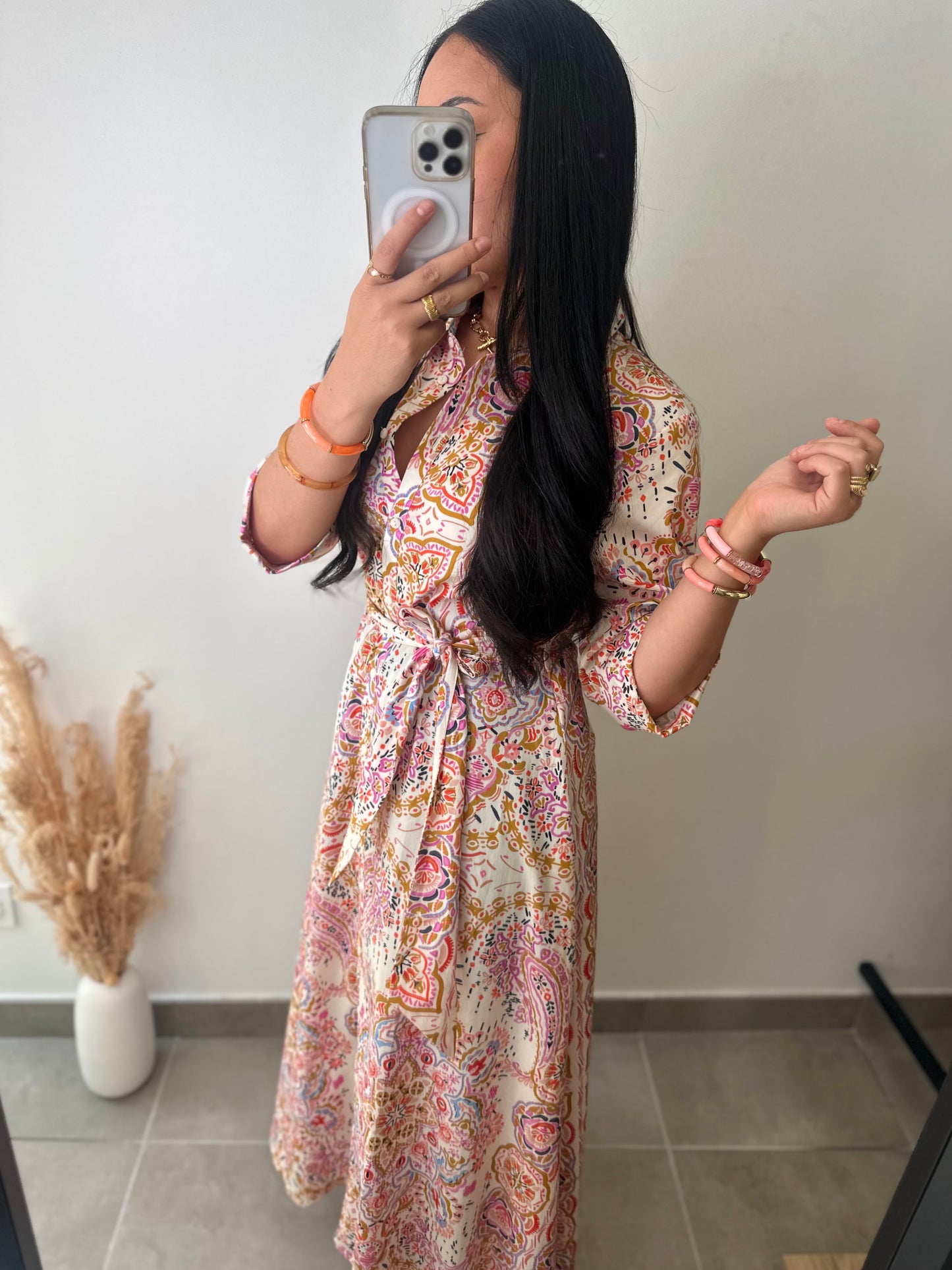 Robe chemise colorée imprimé cachemire