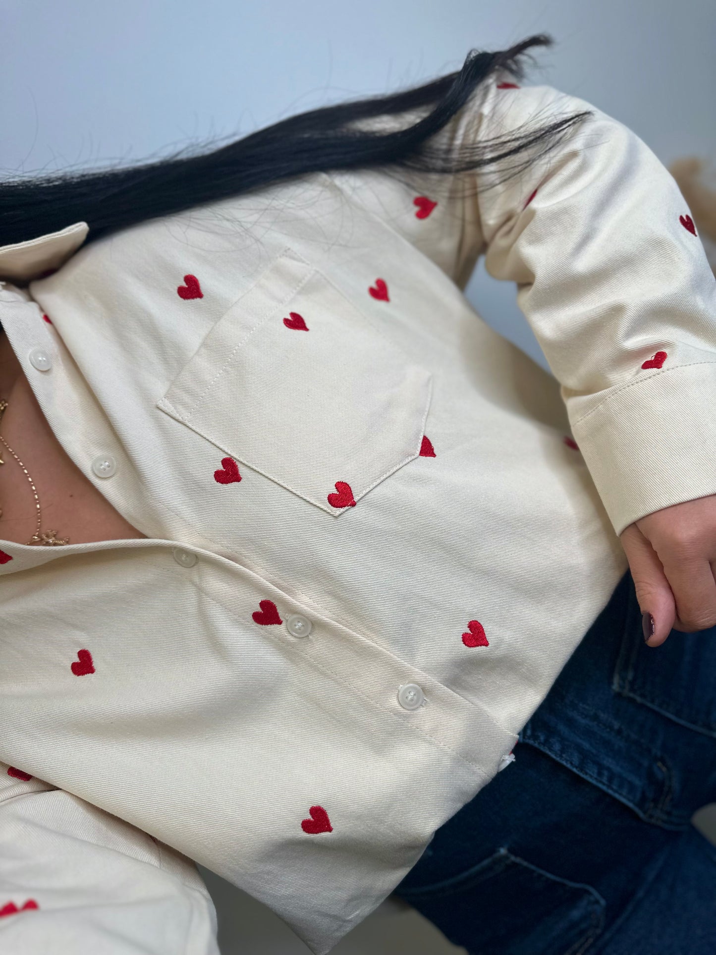 Chemise en jean cœurs - LOUISE