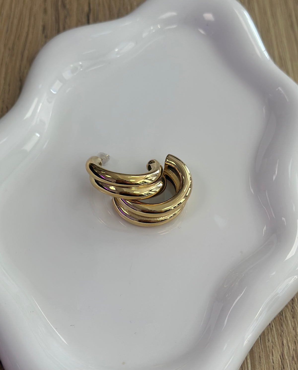 Boucles d’oreilles créoles dorées double