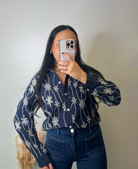 Chemise à motifs brodées - LÉONIE
