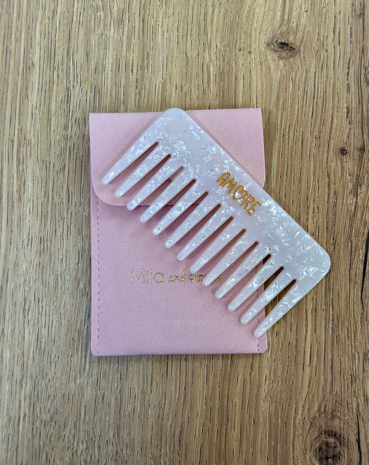 Peigne 2 en 1 nacré