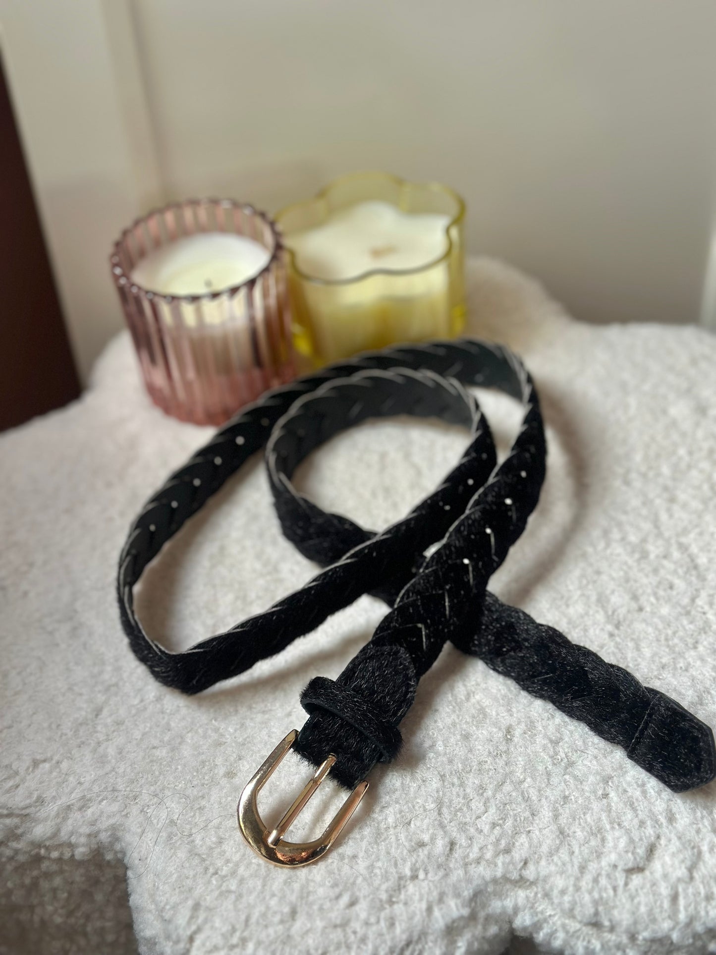 Ceinture tressée suédine noire