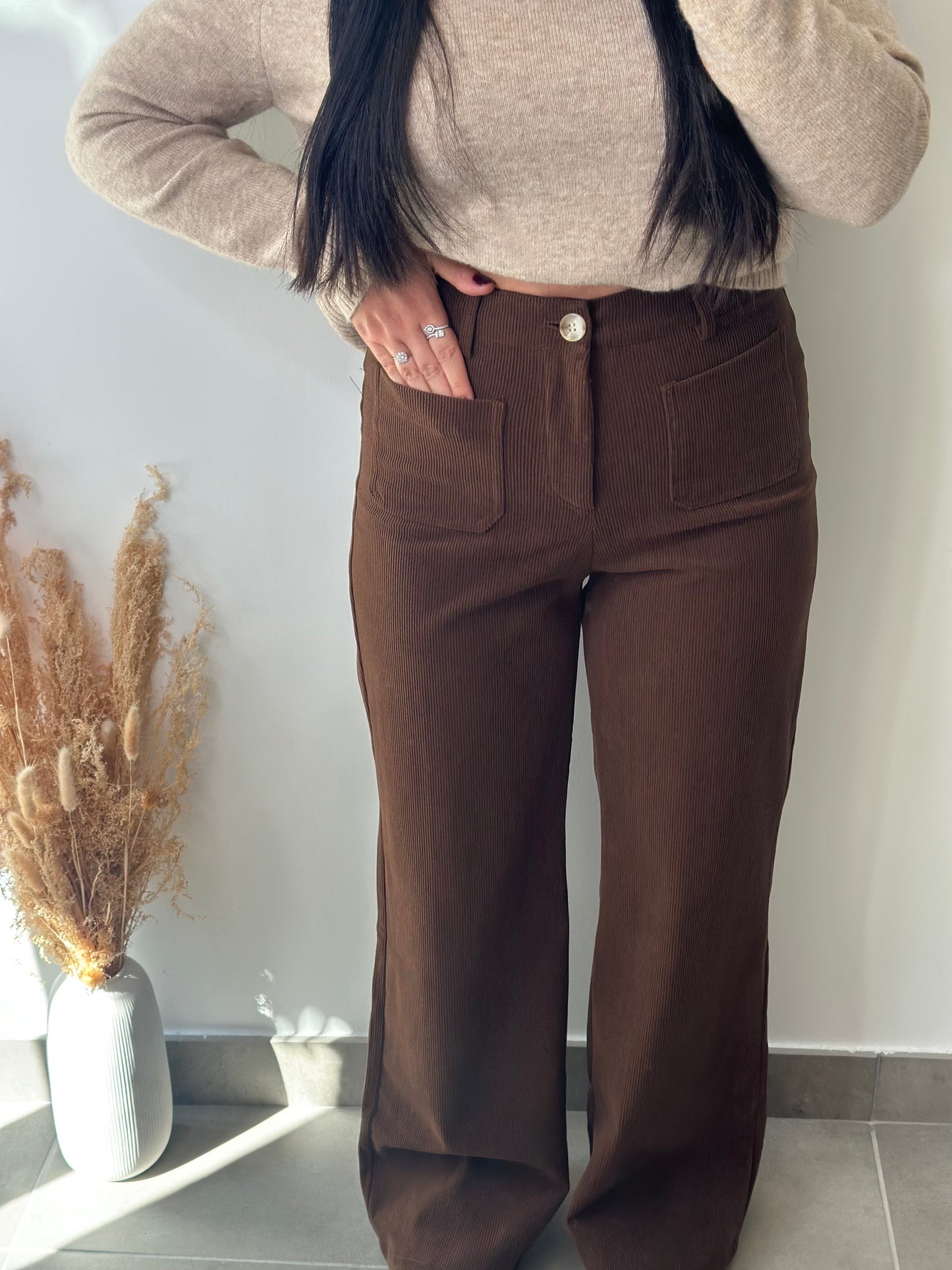 Pantalon en velours côtelé marron - ANAÏS
