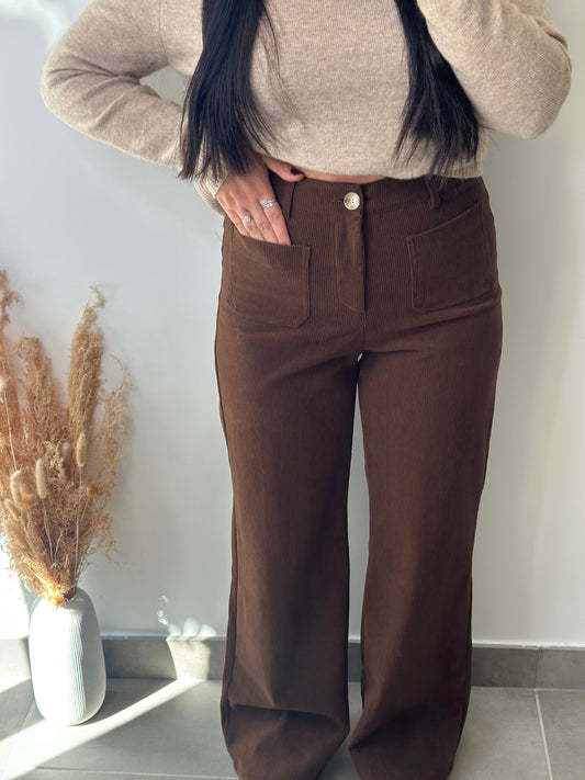 Pantalon en velours côtelé marron - ANAÏS