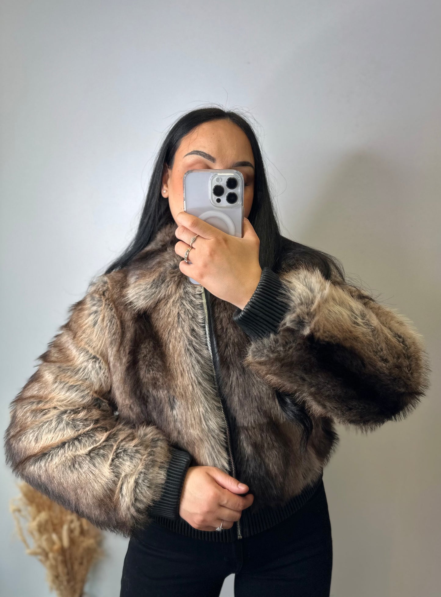 Blouson à fourrure couleurs mélangés - JUNE