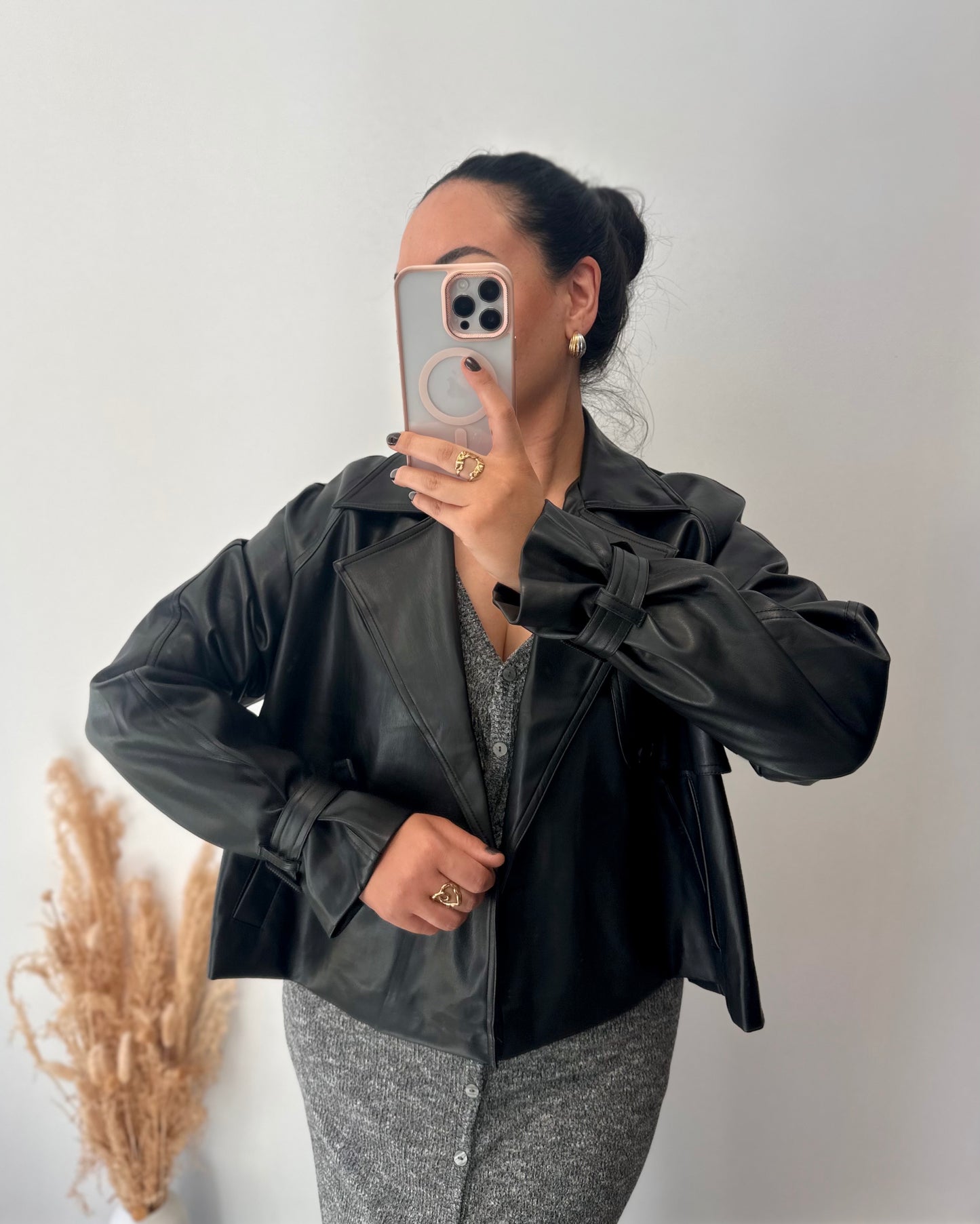 Veste perfecto simili cuir noir - MARGAUX