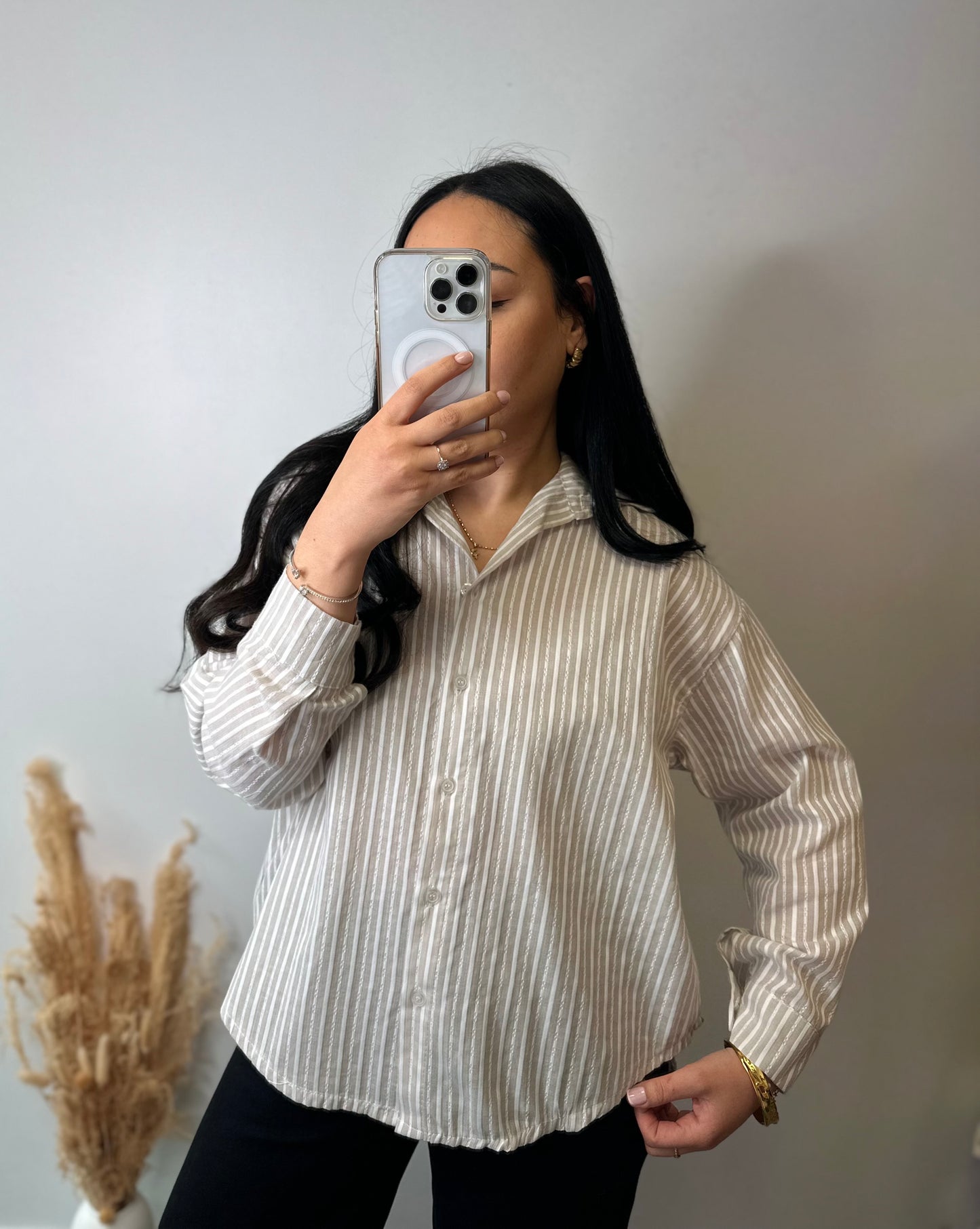 Chemise à rayures taupe - LILI