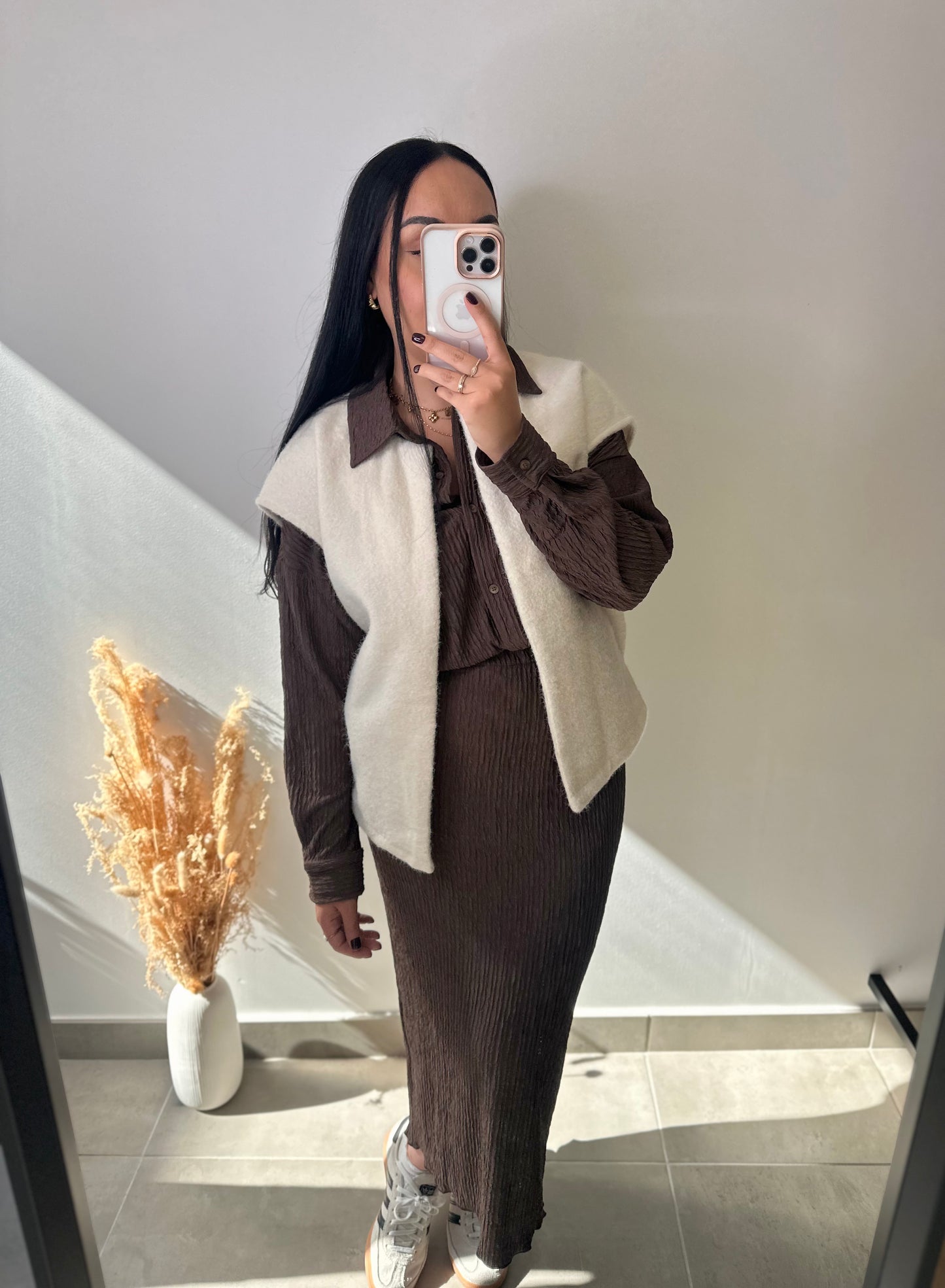 Jupe texturée marron - BIANCA
