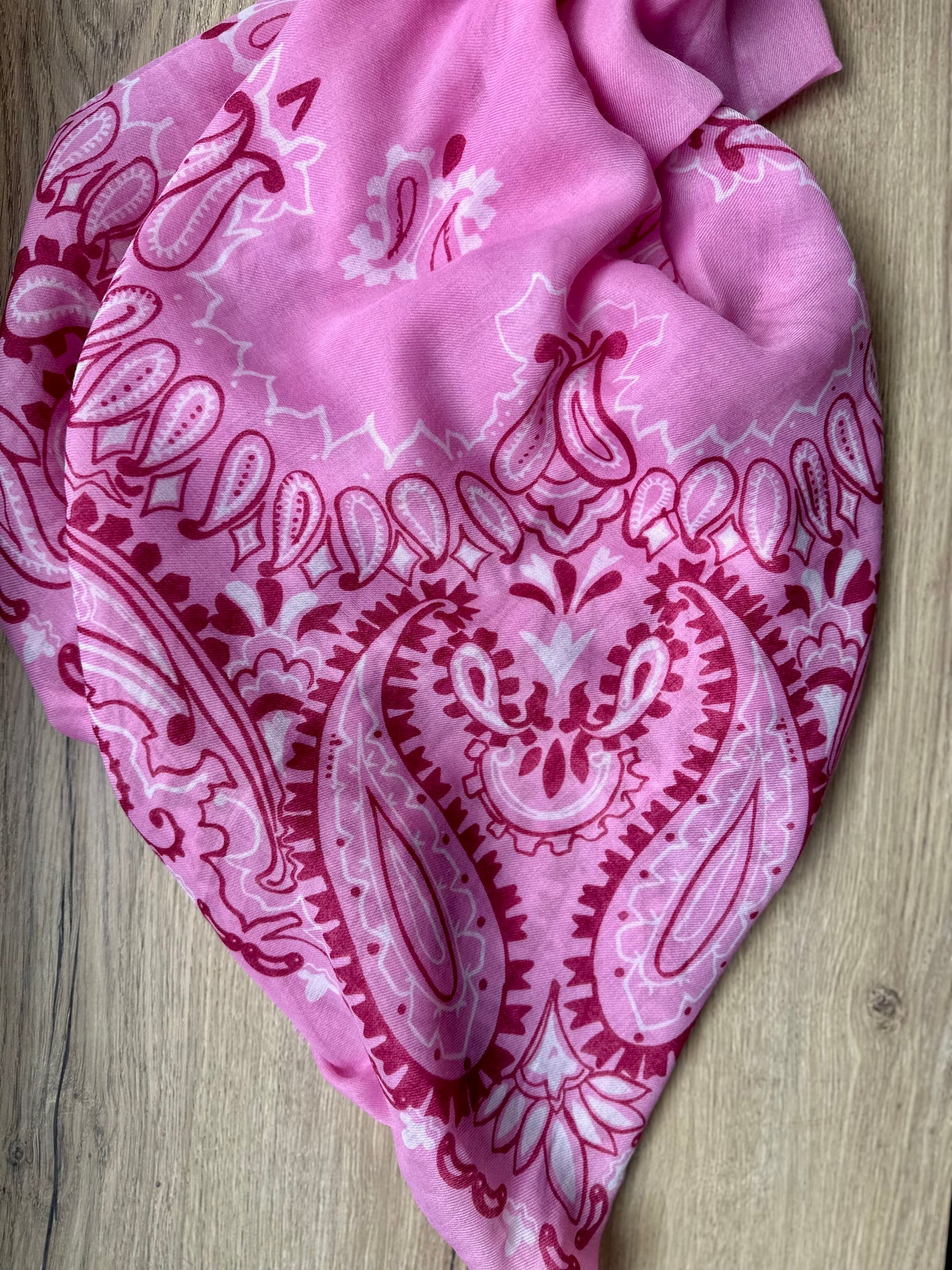Écharpe viscose laine bandana - ROSE