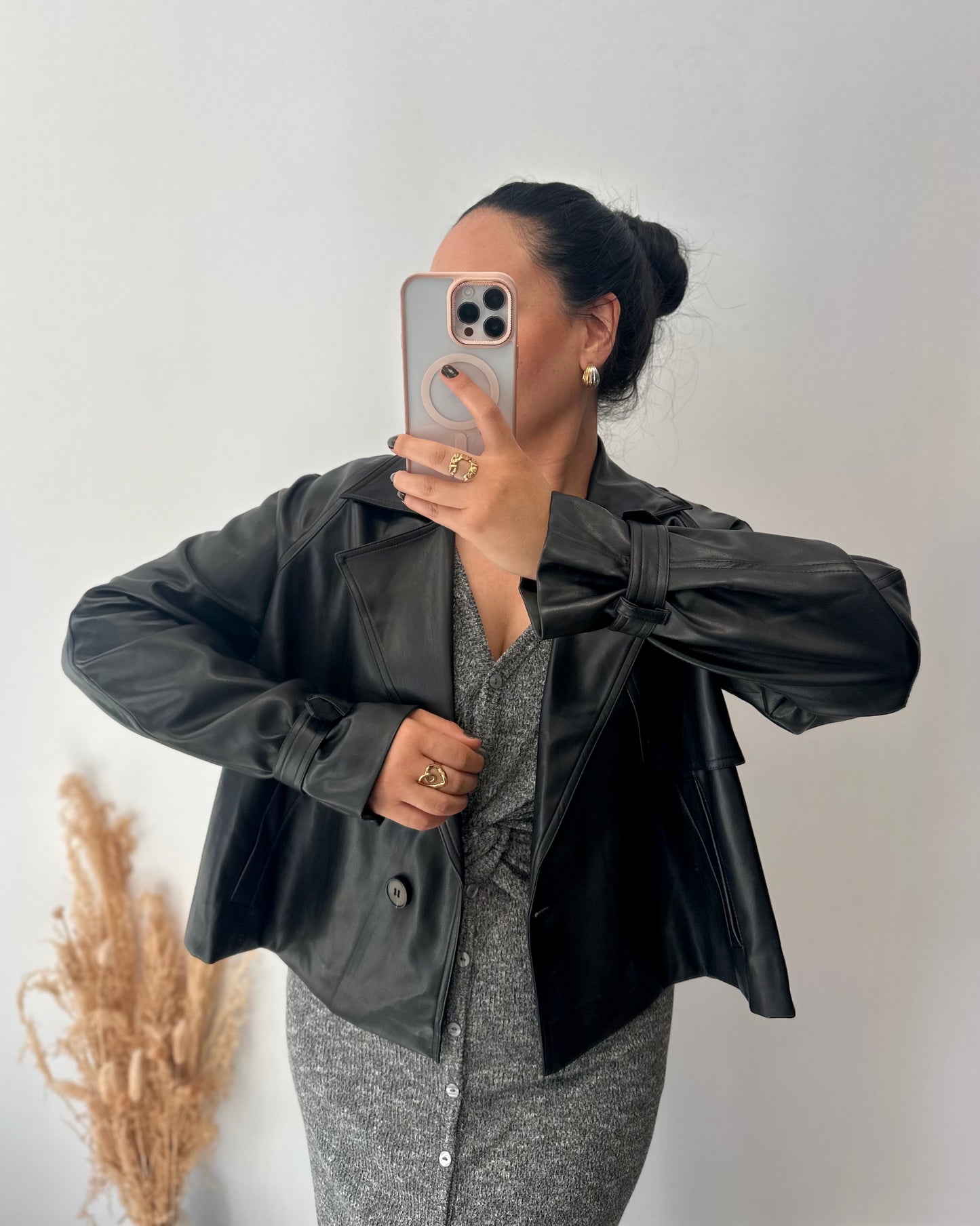 Veste perfecto simili cuir noir - MARGAUX