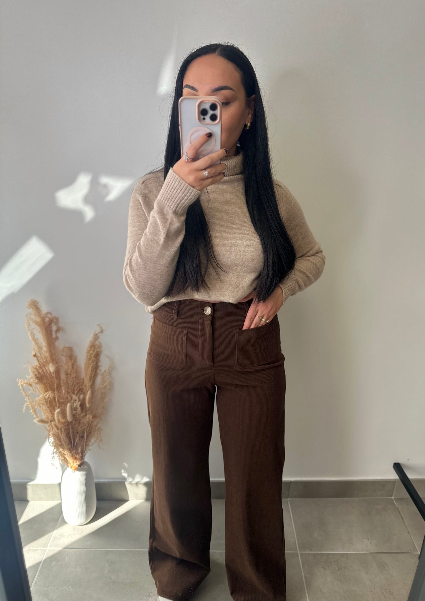 Pantalon en velours côtelé marron - ANAÏS