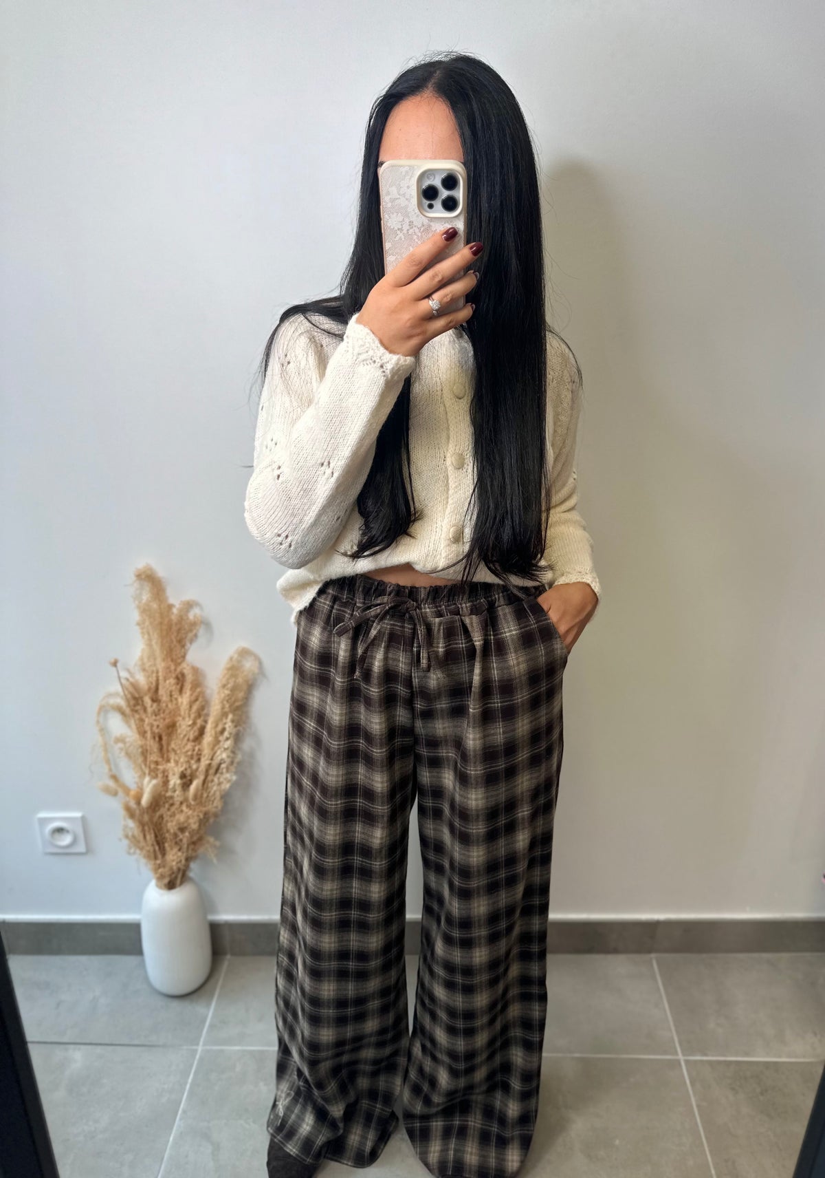 Pantalon à carreaux cocooning élastique et doux
