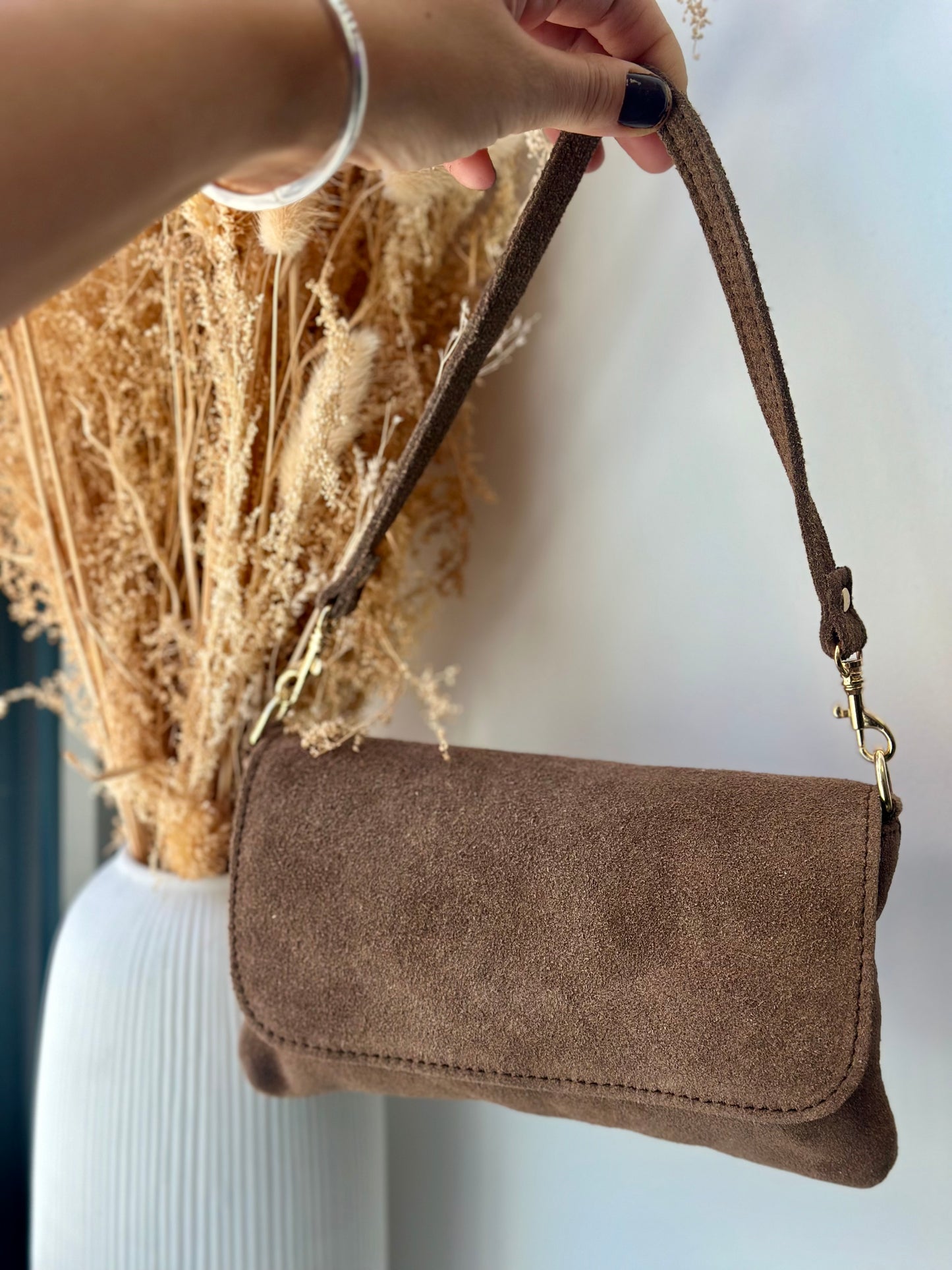 Sac en cuir suédine taupe - KHLOÉ