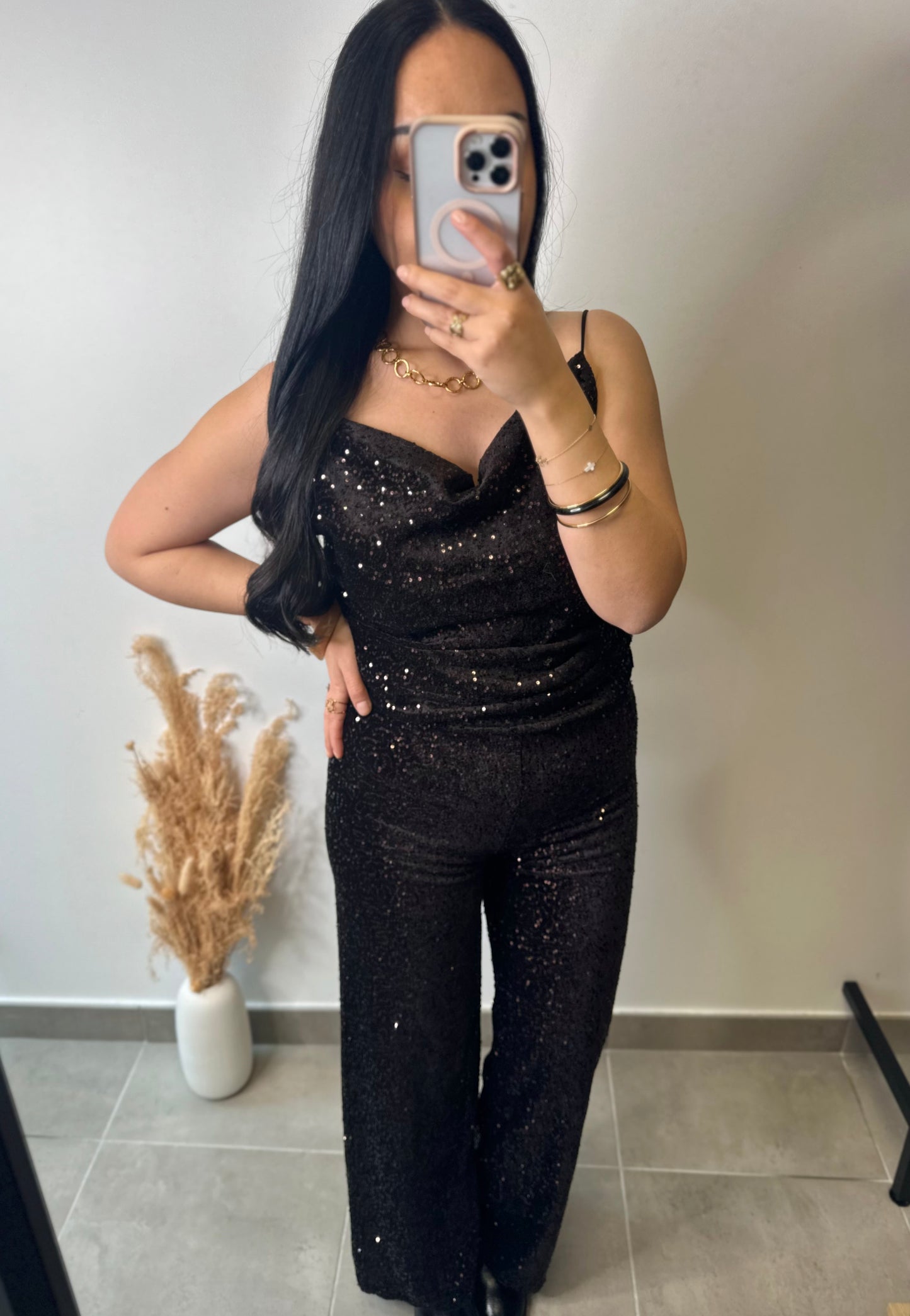 Pantalon palazzo en velours à paillettes doublé - GLAM