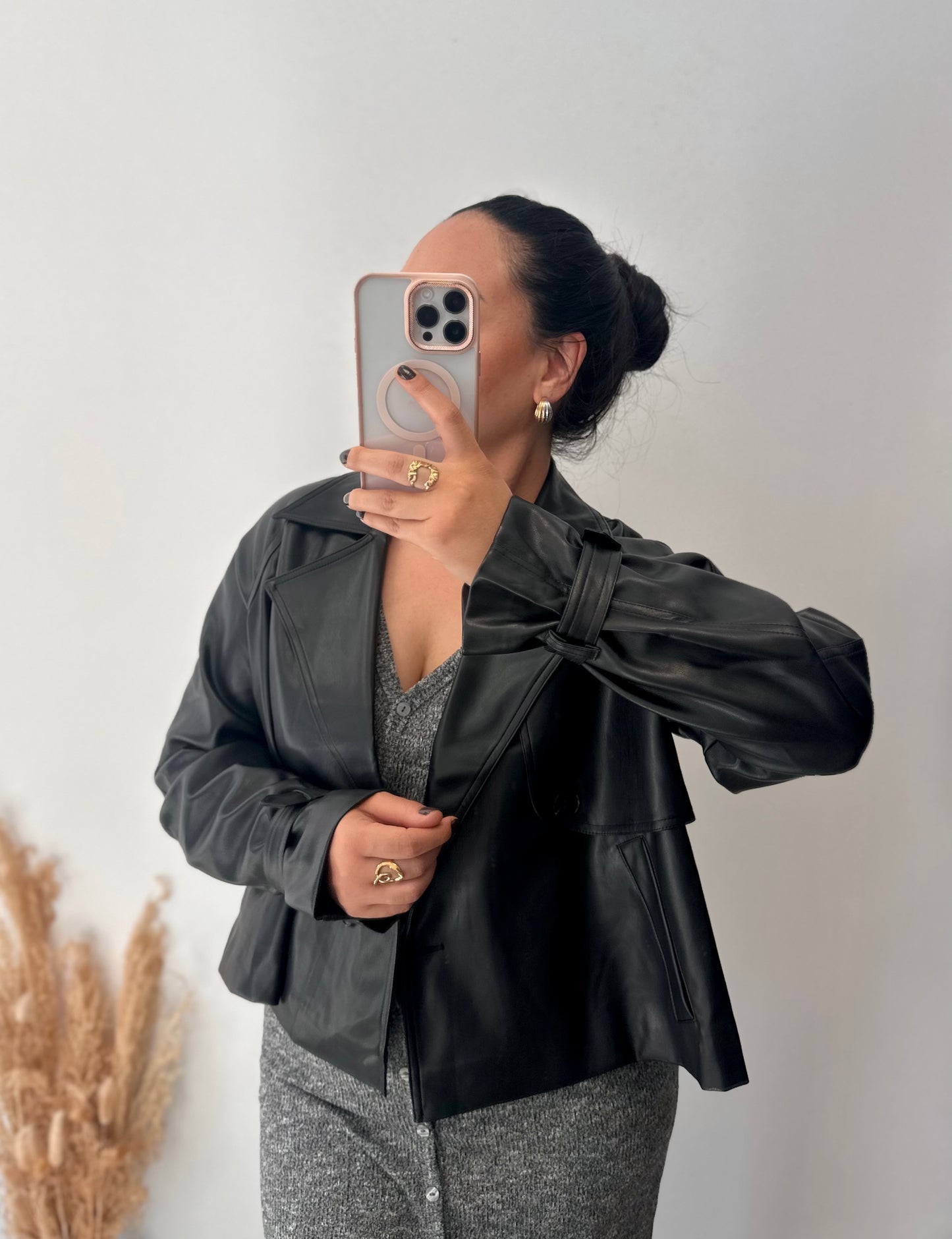 Veste perfecto simili cuir noir - MARGAUX