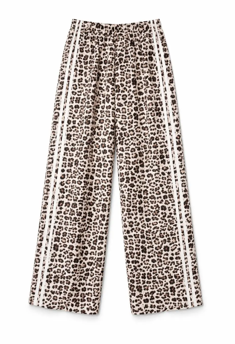 pantalon fluide léopard à bandes