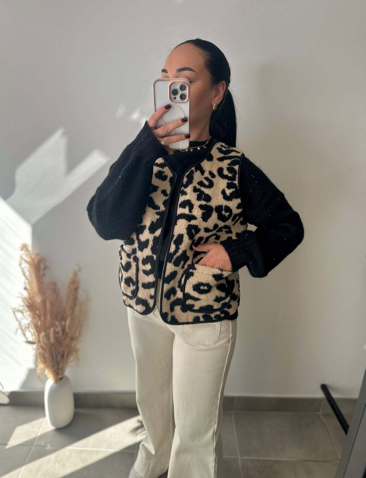 Gilet sans manches léopard -CHIARA