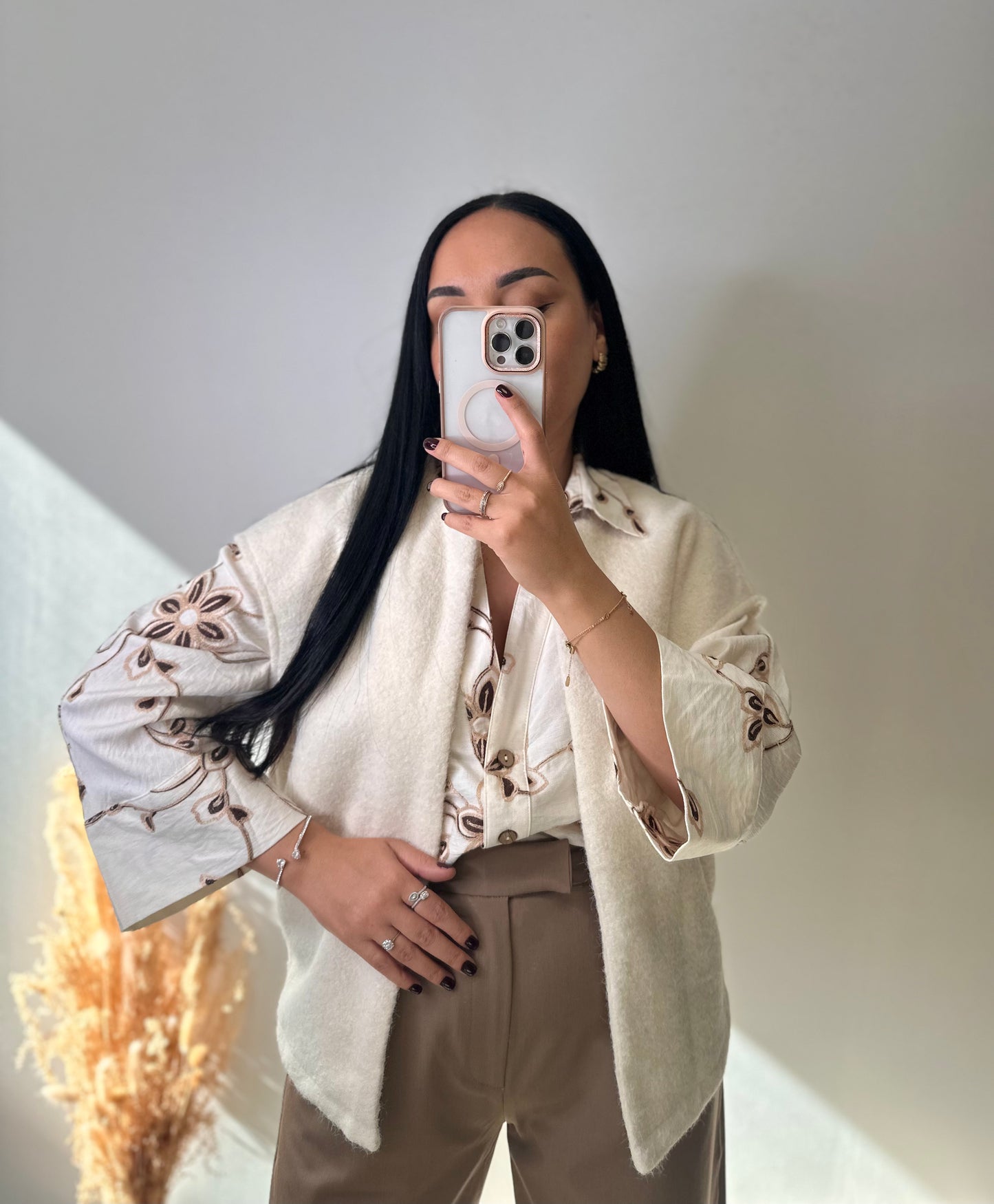 Chemise écru à motifs fleuries - MARGOT