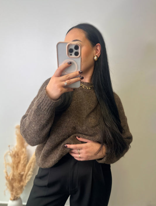 Pull marron chiné  - MÉLINA