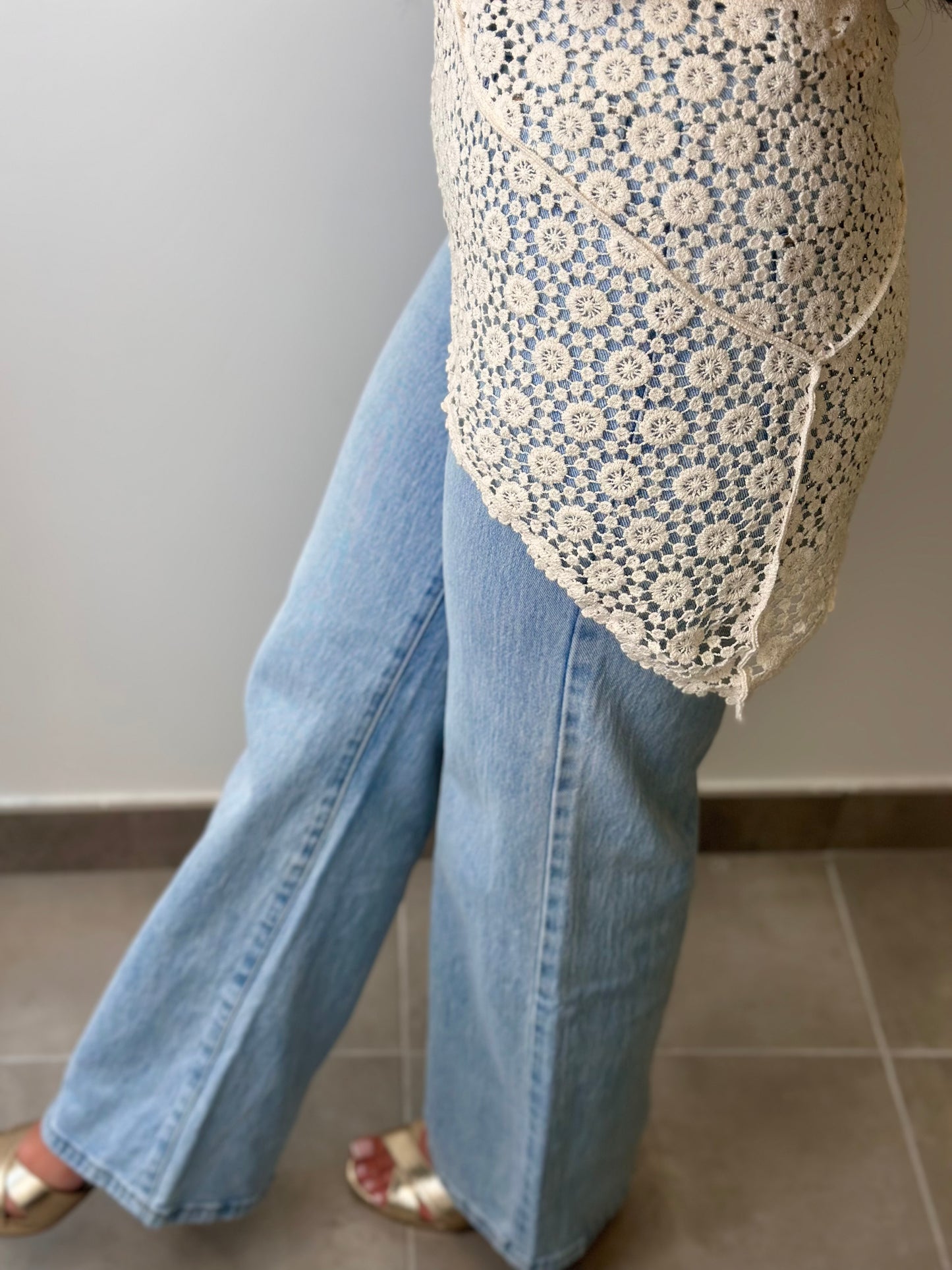 Foulard en crochet beige