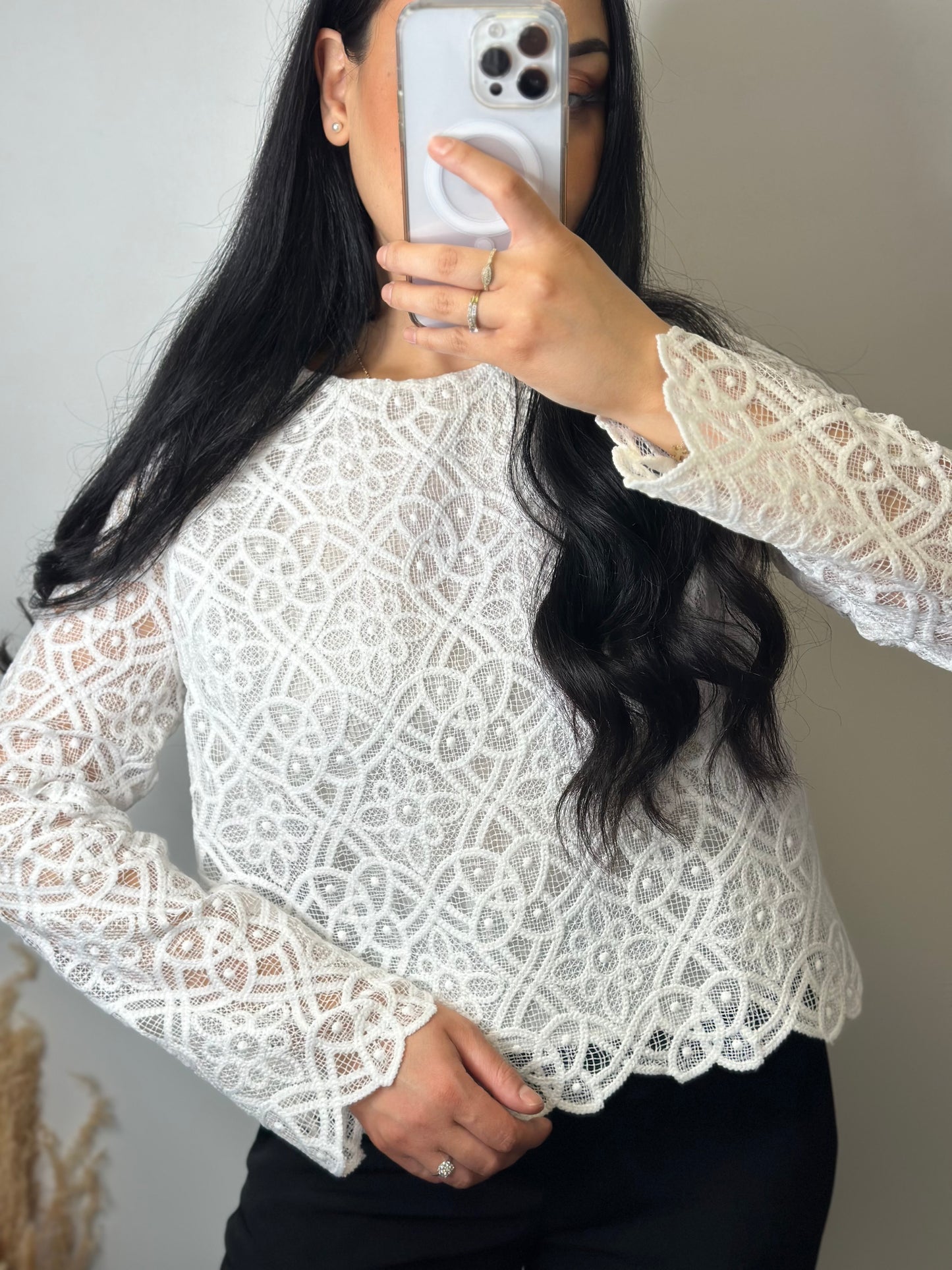 Blouse ajourée à fleurs brodées - AGATHE