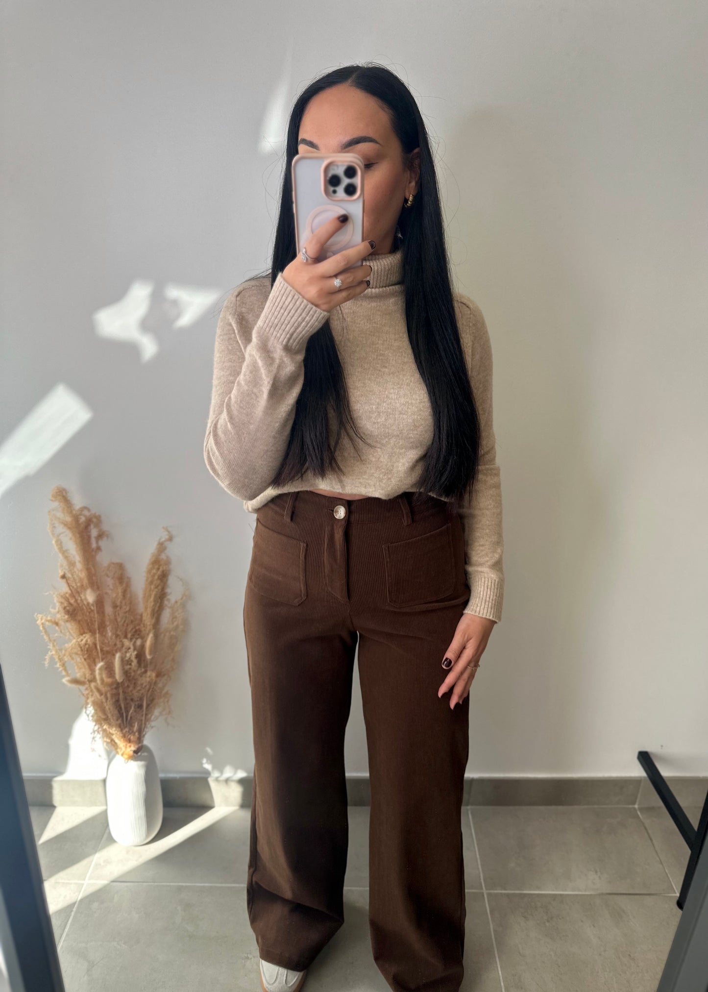 Pantalon en velours côtelé marron - ANAÏS