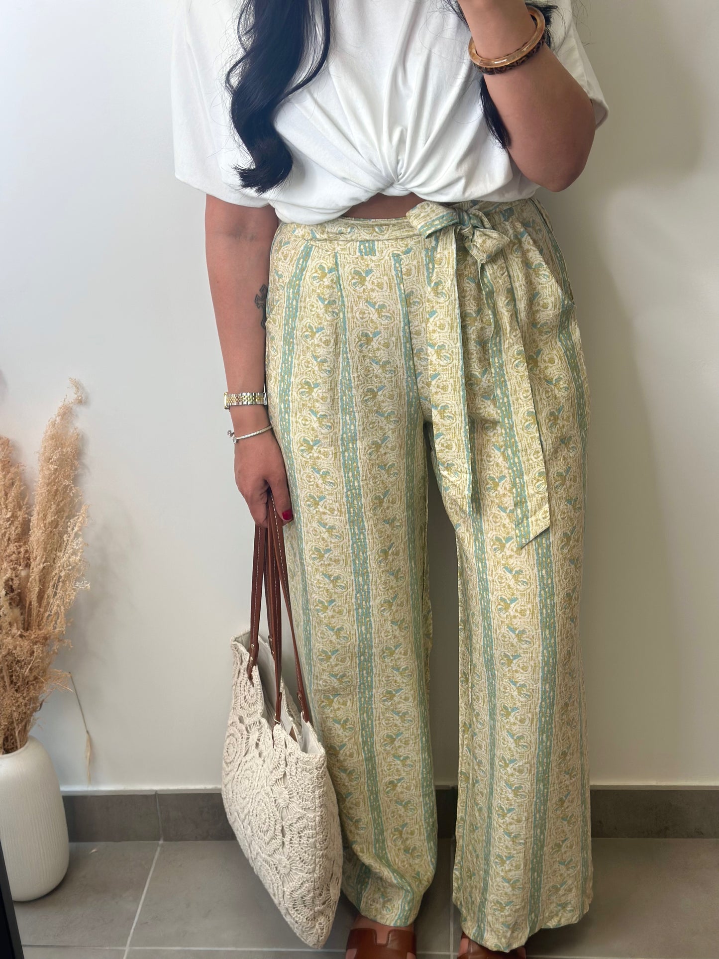 Pantalon en viscose à motifs