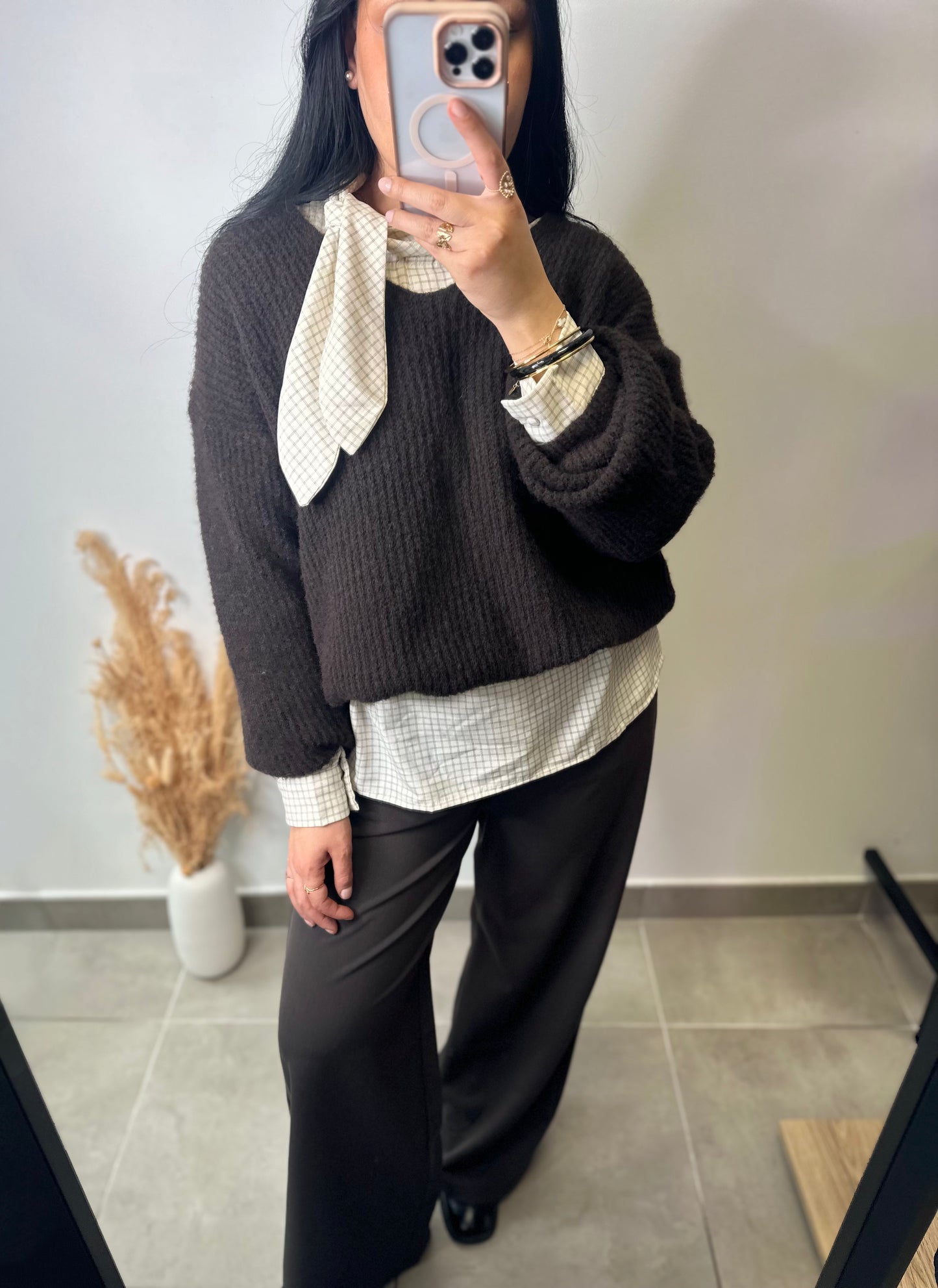 Chemisier à carreaux et noeud - JADE