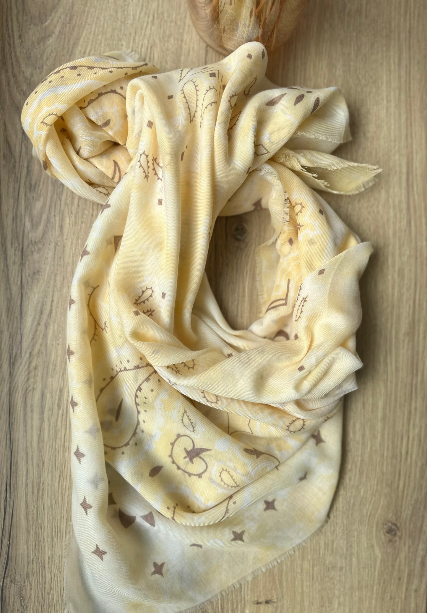 Écharpe viscose laine bandana - JAUNE