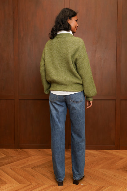 Pull cocooning oversize olive