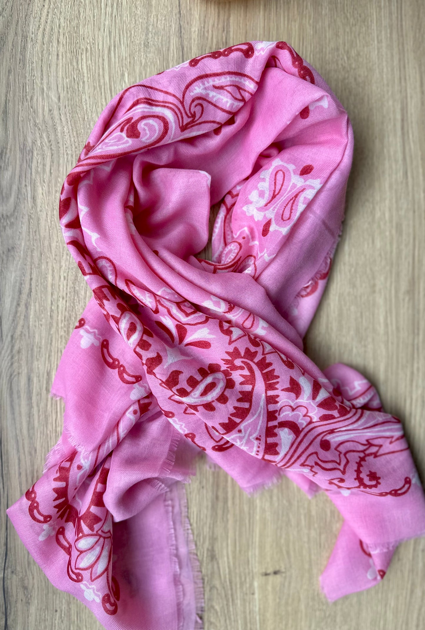 Écharpe viscose laine bandana - ROSE