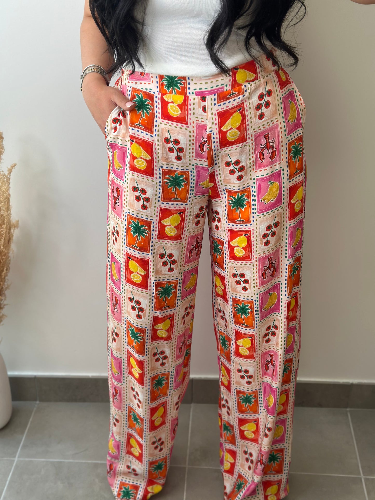 Pantalon à motifs en viscose