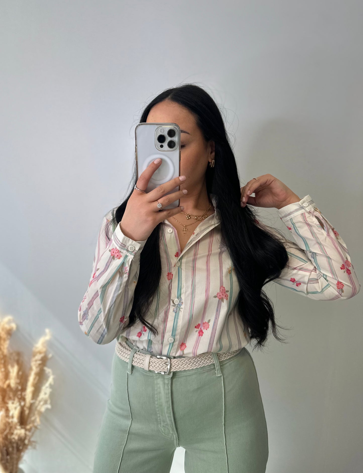 Chemise en coton à petites fleurs
