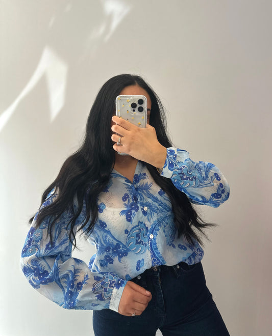 Chemise en voile de coton - BLUE