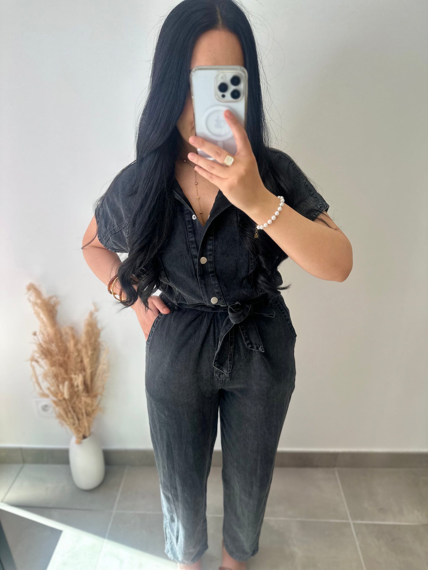 Combinaison en jean souple noire