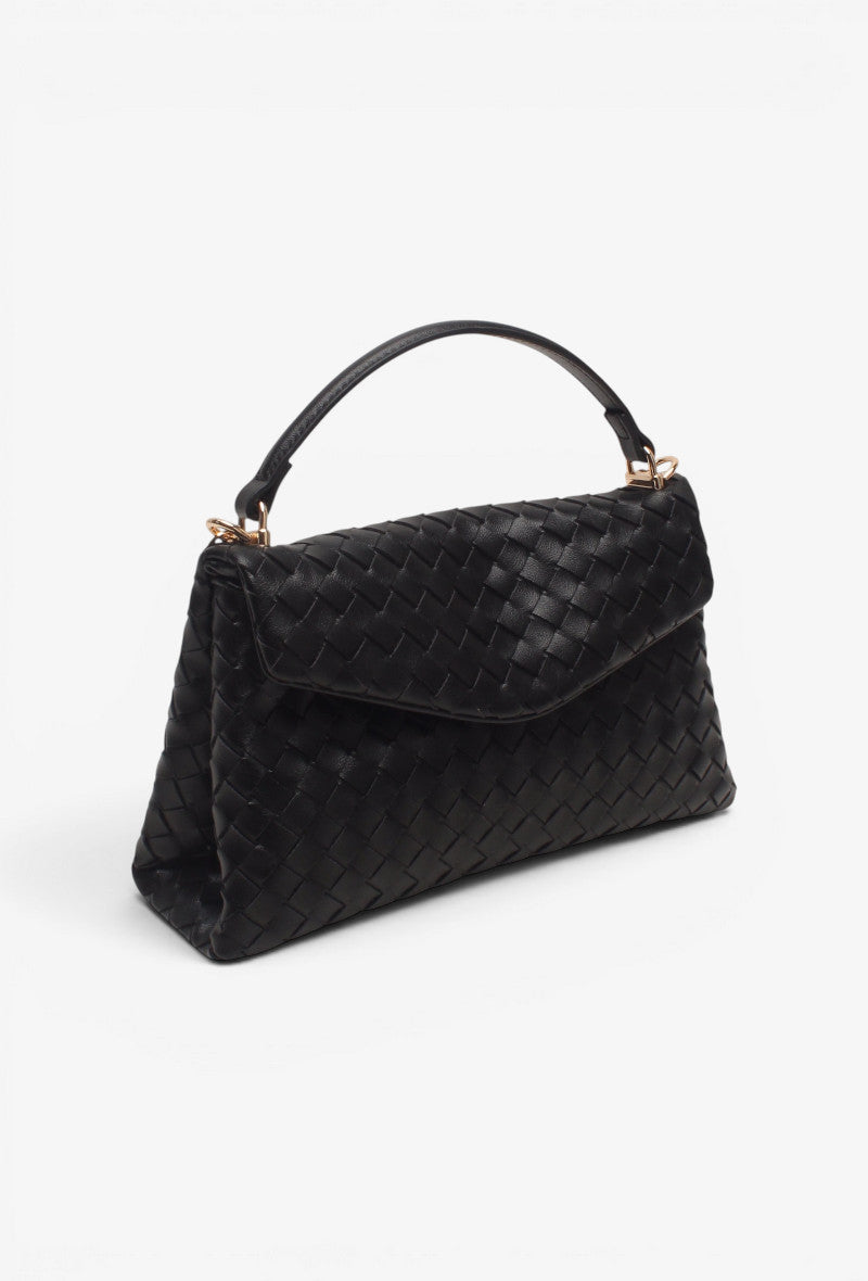Sac tressé noir petit format