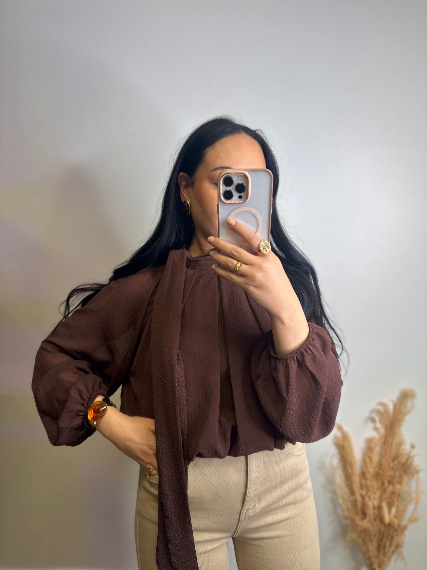 Chemisier marron à voile - LOU