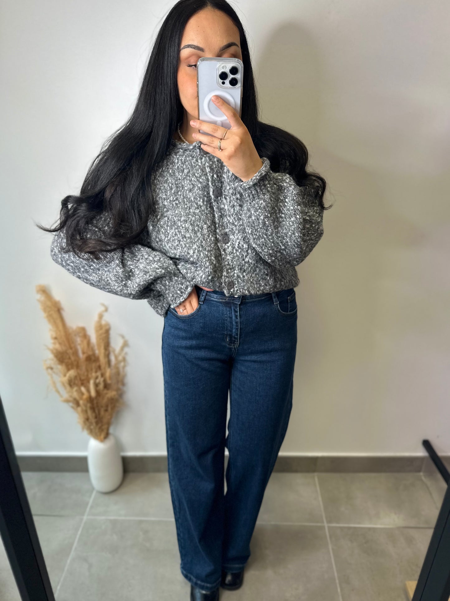 Gilet gris chiné - GABRIELLE