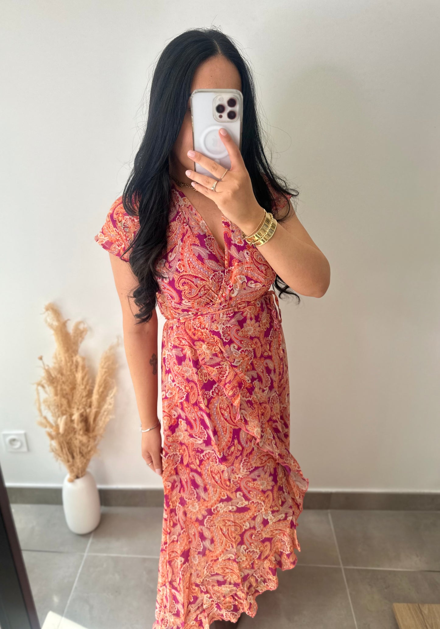 Robe longue à motifs cachemire