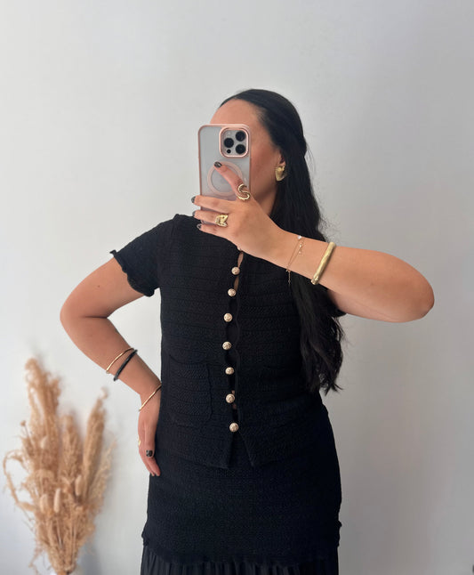 Textured vest with gold buttons - ÉLISE