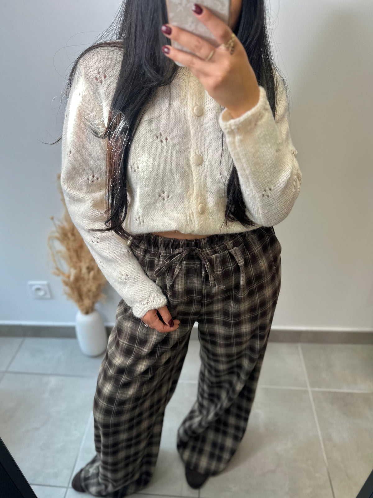 Pantalon à carreaux cocooning élastique et doux