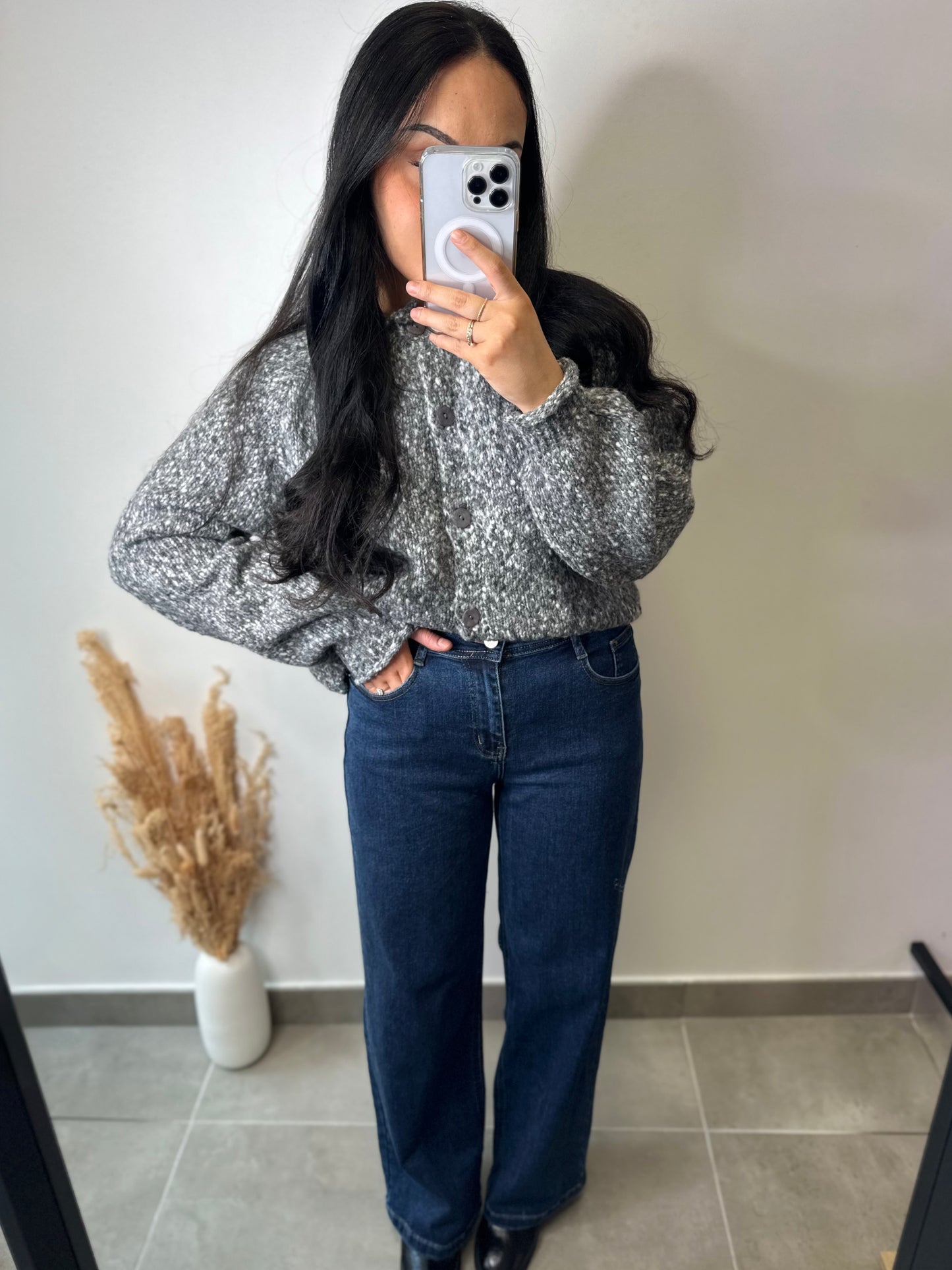 Gilet gris chiné - GABRIELLE