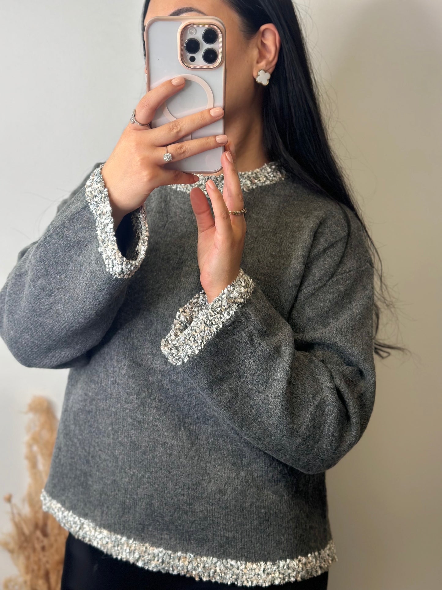 Pull gris à détails - LOUAN